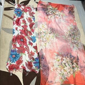 Women’s Floral Swim Cover-Up Scarf - Coral/Pink